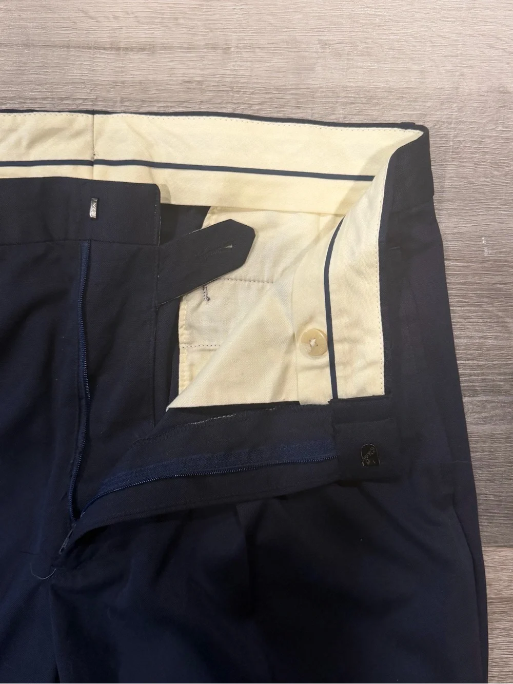 Polo Ralph Lauren Men's Siena Herringbone Navy Cotton Pleated Pants Sz 32